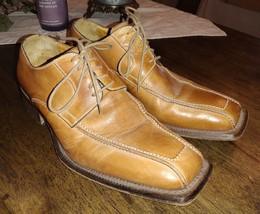 Leonardo Firenze Italian Handmade Tan Leather Shoes Men&#39;s Size 43 / US 10 - £102.74 GBP