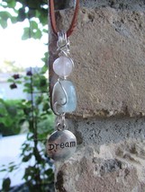 Hand made - wire wrapped- Artisan : Aquamarine and Rose quartz pendant - Dream. - £17.94 GBP