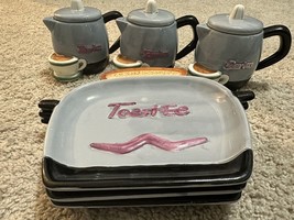 VTG Omnibus Fitz and Floyd 50&#39;s Kitchen Plate And Teapot/Mug Lot Hand Pa... - $44.99