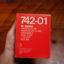 Lot of 12 NEW Vintage EL MARKO 742-01 Watercolor Non-toxic RED Ink MARKERS - $59.39