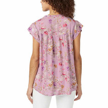 Buffalo David Bitton Womens Flutter Sleeve Floral Top Size Medium, Lilac Flowers - £27.19 GBP