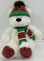 *MM) Hugfun International White Soft Plush Stuffed Holiday Christmas Teddy Bear - £11.63 GBP