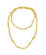 Freshwater Yellow Pearl, White &amp; Champagne Glass Beads Necklace (50 in) ... - £15.39 GBP