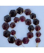 Natural 20 piece faceted drilled  hexagon garnet gemstone briolette bead... - £78.65 GBP