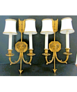 Pair French Empire Wall Sconces Bronze Arrow Medusa and Shades late 19th... - $59,920.26 MXN