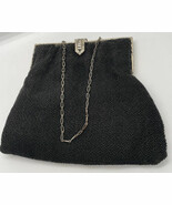 Beaded vintage black clasp purse - £5.75 GBP