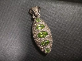 925 Sterling Silver And 18 Karat Yellow Gold Green Peridot Pendant Free Shipping - $49.99