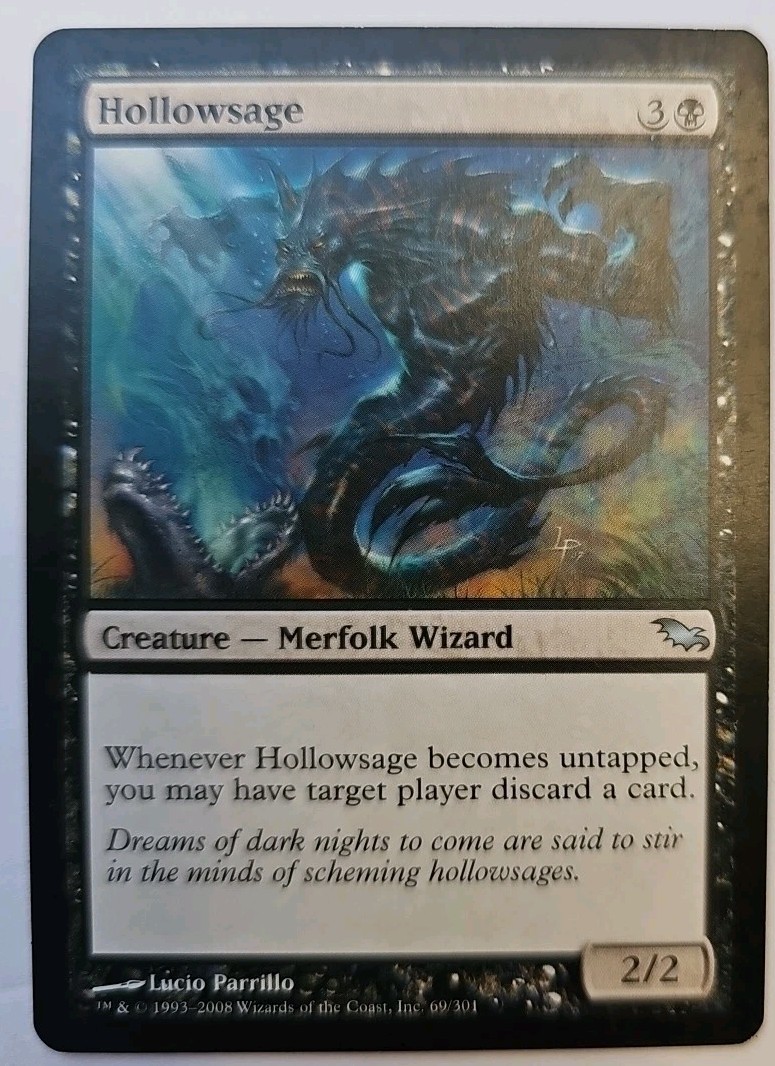 MTG Magic The Gathering Card Hollowsage Creature Merfolk Wizard Black Sh... - $3.84