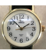 Vtg Timex Indiglo Quartz Goldtone Black Leather Band Water Resistant Wri... - £15.73 GBP