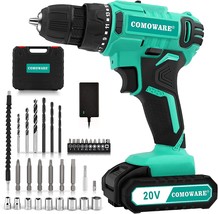 COMOWARE 20V Cordless Drill, Electric Power Drill Set with 1 Battery &amp; Charger, - £40.88 GBP