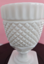 Vintage Milk Glass Vase / Goblet Diamond Pattern Heavy Square Base  - £4.81 GBP