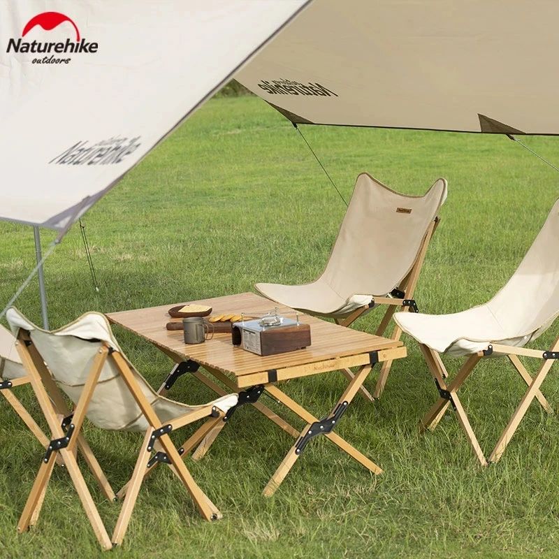 Naturehike Outdoor Solid Wood Folding Chair Wear Resistant Durable Portable - £173.72 GBP+