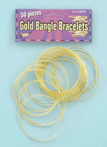 Gold Bangle Bracelets 50 Piece 80&#39;s Disco Pirate Wench Gypsy Costume Accessory - £3.86 GBP