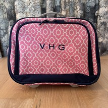 Pottery Barn Kids Pink White Blue Rolling Carry-All Travel Bag Monogrammed - $34.99