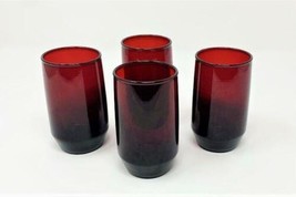 Vintage Anchor Hocking  4 Ruby Red Juice Glasses - £19.51 GBP