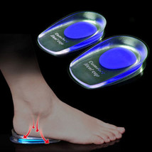 2 Pairs Heel Support Gel Silicone Cushion Orthotic Insole Plantar Care Heel Cups - £16.36 GBP