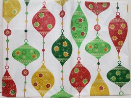 Peva Vinyl Flannel Back Tablecloth, 52&quot;x90&quot; Oblong, Christmas Tree Ornaments, Bh - £11.10 GBP