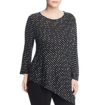 NWT Womens Plus Size 1X Two by Vince Camuto Directional Stripe Asymmetric Top - £22.83 GBP
