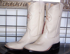 New Anderson Bean Square Toe Cream Kidskin Dyable Cowboy Boots 6.5D Ladi... - $359.99