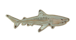 Zeckos Distressed Wood and Galvanized Metal Shark Wall Hanging - £31.31 GBP