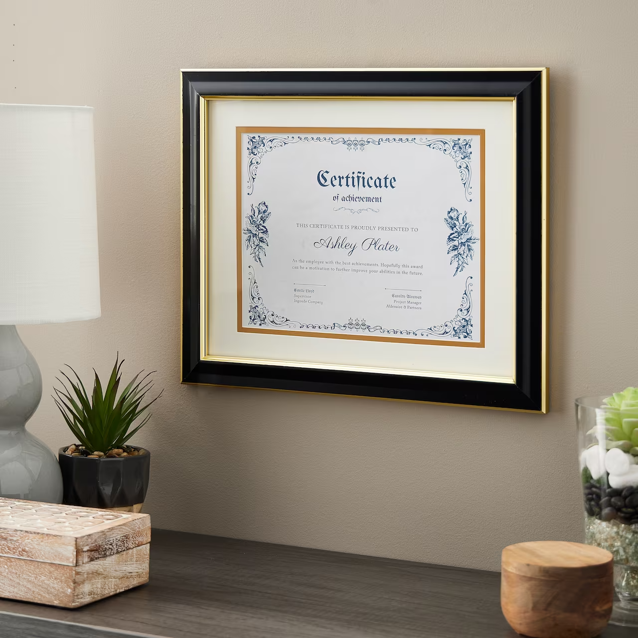 Black & Gold 8.5" x 11" Document Diploma Frame with Mat by Studio Décor® - $27.21