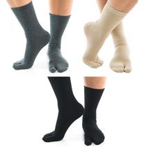 3 Pairs - V-Toe Flip Flop Tabi Socks Black, Khaki and Grey Comfortable Casual Cr - £16.00 GBP