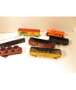 HO TRAINS VINTAGE SEVEN HO CARS(B) - SOME COMPLETE/SOME PARTS- SEE PICS-... - $10.35 CAD