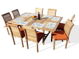 Grade A Teak Extra WIDE Rect Extension Table 75 x 51&quot; w8 Stacking Armles... - $5,395.00
