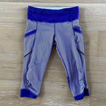 Lululemon Run For Fun Crop Leggings Wee Stripe Bruised Berry sz 6 - £19.32 GBP