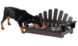 Adirondack Pet Feeder with 2 removable stainless steel metal bowls - £42.49 GBP