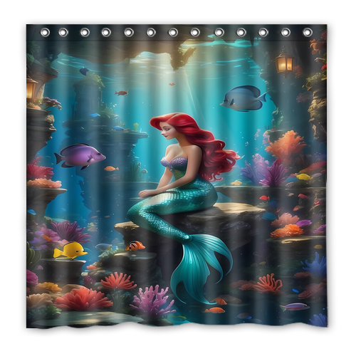 Hot!!! The Little Mermaid Custom Waterproof Polyester Shower Curtain 4 Size Item image 9