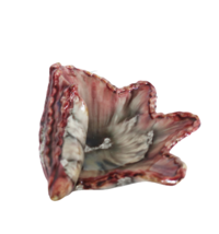 Vintage MCD Red Gray and Tan Ceramic Shell Shaped Decorative Small Dish - $19.99