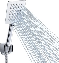 FLAT HIGH PRESSURE SHOWER HEAD WITH PIPE HOSE CHROME HIGH FLOW WATER SAV... - $16.27