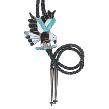 c1950&#39;s Zuni Eagle Multi-stone channel inlay sterling bolo tie - $435.60