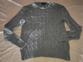  Polo Ralph Lauren XL 100 % Cashmere Cable Knit Grey Crew Neck - $82.45
