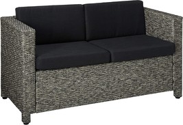 Christopher Knight Home Puerta Outdoor Wicker Loveseat with Cushions, Grey / - £434.26 GBP