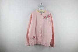 Vintage 90s Country Primitive Womens XL Distressed Flower Cardigan Sweatshirt - £30.93 GBP