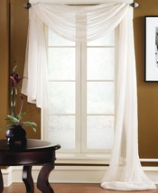 Miller Curtains Preston Sheer Scarf Valance Size 48 X 216 Inch Color White - £37.28 GBP