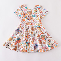 NEW Boutique Mickey Pumpkin Cartoon Characters Girls Short Sleeve Dress - £4.15 GBP+