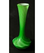 Vintage Green and White Swirl Cased Glass Bud Vase 8&quot; Tall - $16.26 CAD
