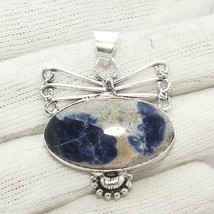 Natural Sodalite Gemstone Handmade 925 Silver Plated Pendant Jewelry Size 1.6&quot; - $6.79