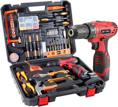 108 Pc\. Power Tool Combo Kits With 16Point 8V Cordless Drill,, Black/Red. - £72.28 GBP