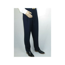 Men Apollo King Banded Collarless suit Mandarin 5 Buttons Wide leg M5-2 Navy image 8