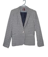 Tommy Hilfiger Womens Blue White Plaid Blazer Elbow Patches Lined Size 1... - $524.38 MXN