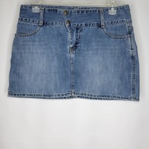 American Eagle Outfitters Denim Mini Skirt Interesting 2 snap waist Size 4 - £14.64 GBP