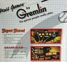 Wall Games Arcade Flyer Gremlin Skeet Shoot Grand Slam 1978 Original 8.5&quot; x 11&quot; - $40.05