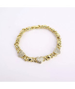 HUGS &amp; KISSES Xo Bracelet 18k Layere Real gold Filled 7.5&quot; - $19.22 CAD