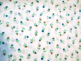Fabric NEW Concord Orange &amp; Royal Blue Flowers on Off-White Background 1/2 Yd $3 - £2.39 GBP