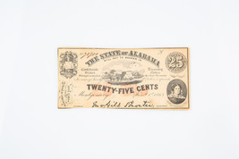 1863 State of Alabama $0.25 Twenty-Five Cents confederate Fractional Cur... - $77.96