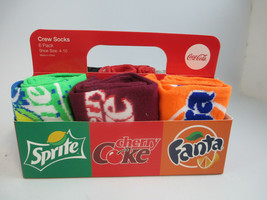 Coca-Cola 6 Pack Carton Women&#39;s Crew Socks Size 9-11 Shoe Size 4-10 - £13.85 GBP